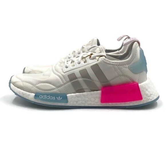 Adidas NMD R1 Women Sz 6-10 Running Shoe White Pink Athletic Trainer Sneaker NEW - Picture 1 of 9
